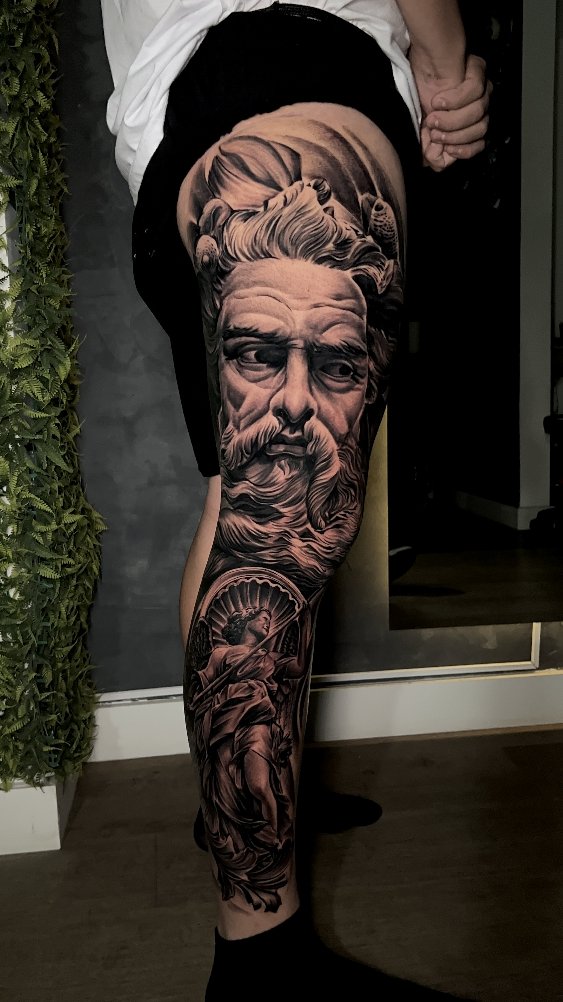 Fechamento de perna com Poseidon e anjo